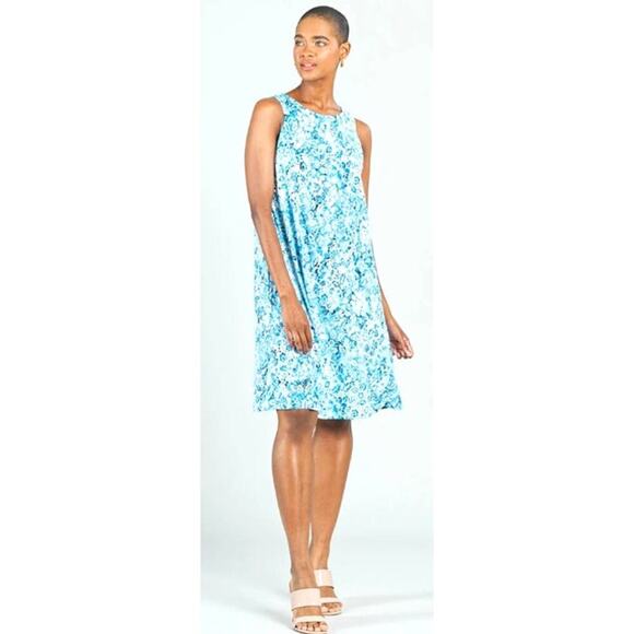 NWT Clara Sunwoo Textured Jewel Neck Printed Swing Dress Size 1X - Picture 1 of 6